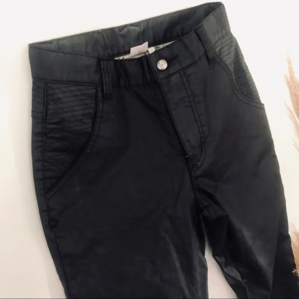 SOMEDAYS LOVIN REVOLVE Black Zip Moto Ribbed Ankle Coated Skinny Denim Jeans 26